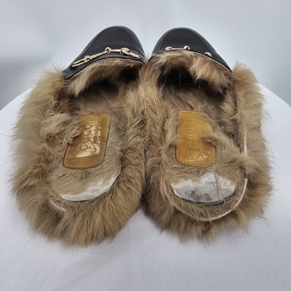 Gucci 2015 Re-Edition Princeton Leather Wool Lined Mule Slipper Black Size 38 - Picture 6 of 11